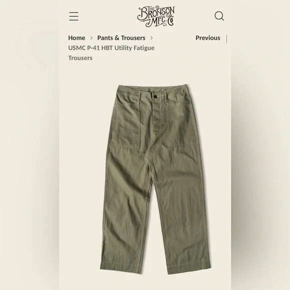 Bronson Mfg Co. Men's Army Utility Olive Green Pants size 32 new with tags - Picture 3 of 7